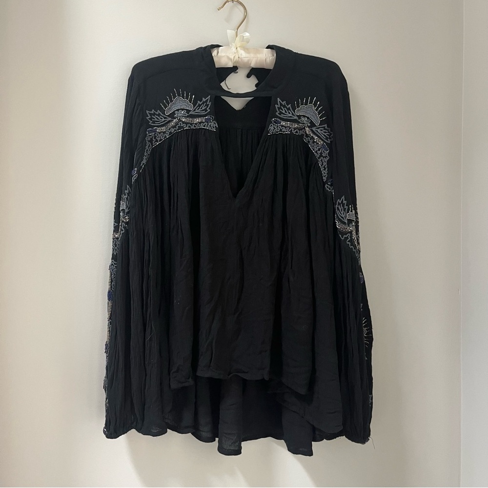 Free People Beaded Bell Sleeve Blouse